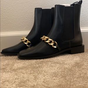 Zara Black Boots with Gold chain